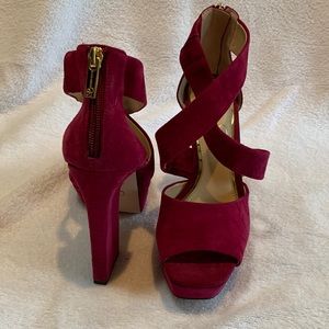 Jessica Simpson Magenta Suede Sandal Heels